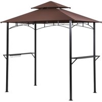 Brown 8'x 5'BBQ Grill Gazebo Barbecue Canopy BBQ Grill Tent W/ Air Vent F85