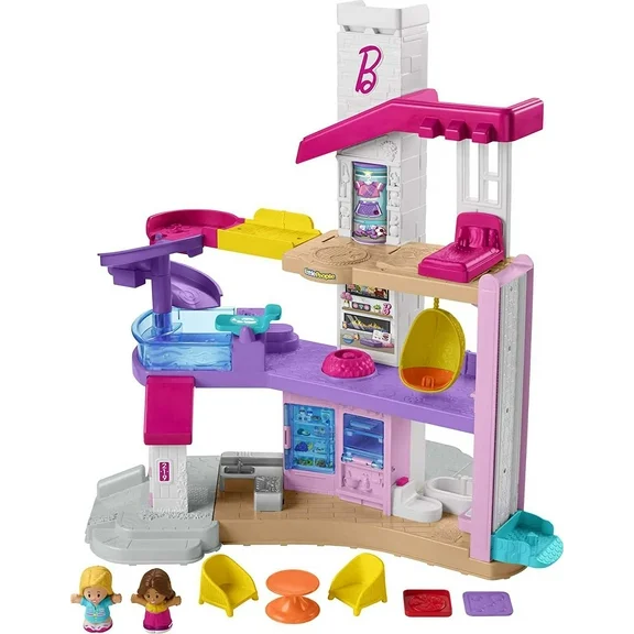 Fisher-Price Little People Barbie Little DreamHouse Toddler Playset with Music & Lights, 7 Pieces