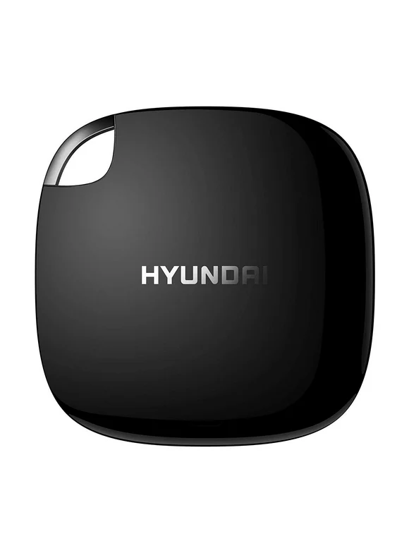 Hyundai 256GB Ultra Portable Data Storage Fast External SSD, PC/MAC/Mobile- USB-C/USB-A, Dual Cable Included, Piano Black - HTESD250PB