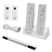 Insten Nintendo Wii / Wii u Dual Controller Charger Station + Battery + Wireless Sensor Bar