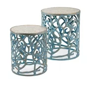 Coral Mother of Pearl Tables - Set of 2