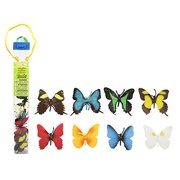 Safari Ltd Butterflies TOOB With 8 Hand Painted Toy Figurine Models Including a Red Glider, Green Swallowtail, Orange Barred Sulphur, White Angled Sulphur, Evenus Regalis, Anaea Clytemnestra, and a Pa