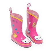 Kidorable Girls Pink Lucky Cat Print Lined Rubber Rain Boots 11-2 Kids