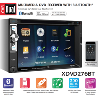 Dual Electronics XDVD276BT 6.2 inch LED Backlit LCD Multimedia Touch Screen Double Din Car Stereo with Built-In Bluetooth, iPlug, CD/DVD Player & USB/microSD Ports