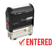 ExcelMark ENTERED Self-Inking Rubber Stamp - Red Ink (A1539)