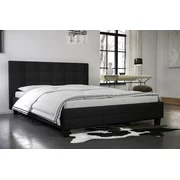 DHP Rose Upholstered Bed, Black Linen, Full