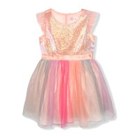 Wonder Nation Girls Flutter Sleeve Rainbow Tulle Easter Dressy Dress, Sizes 4-12 & Plus