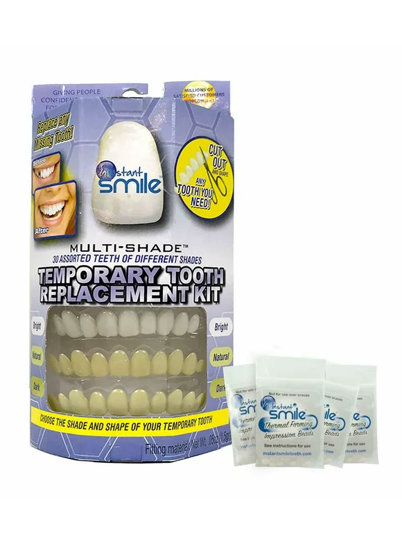 Instant Smile Multi-Shade Patented Temporary Tooth Repair Kit, 4 Extra Packs of Fitting Beads