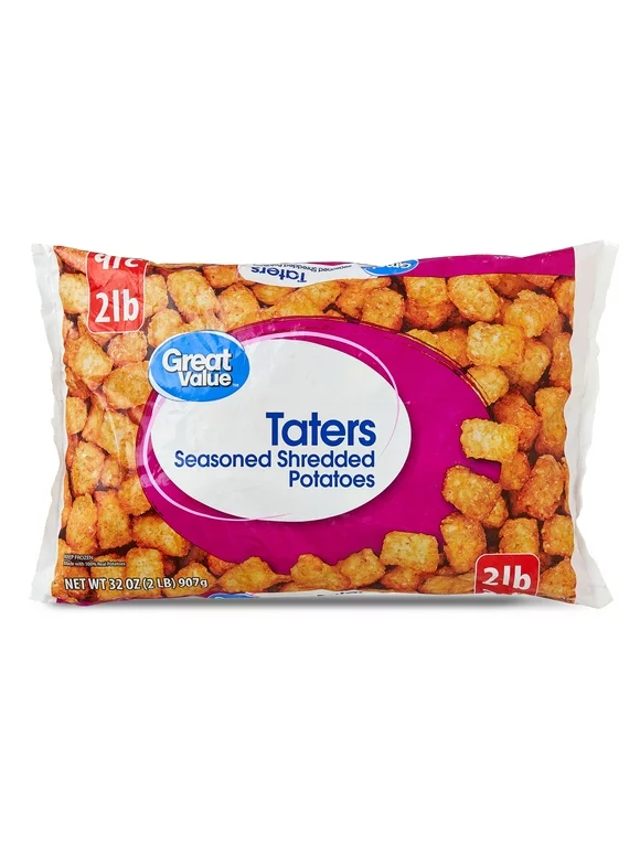 Great Value Taters, Seasoned, Shredded Potatoes, 32 oz (Frozen)