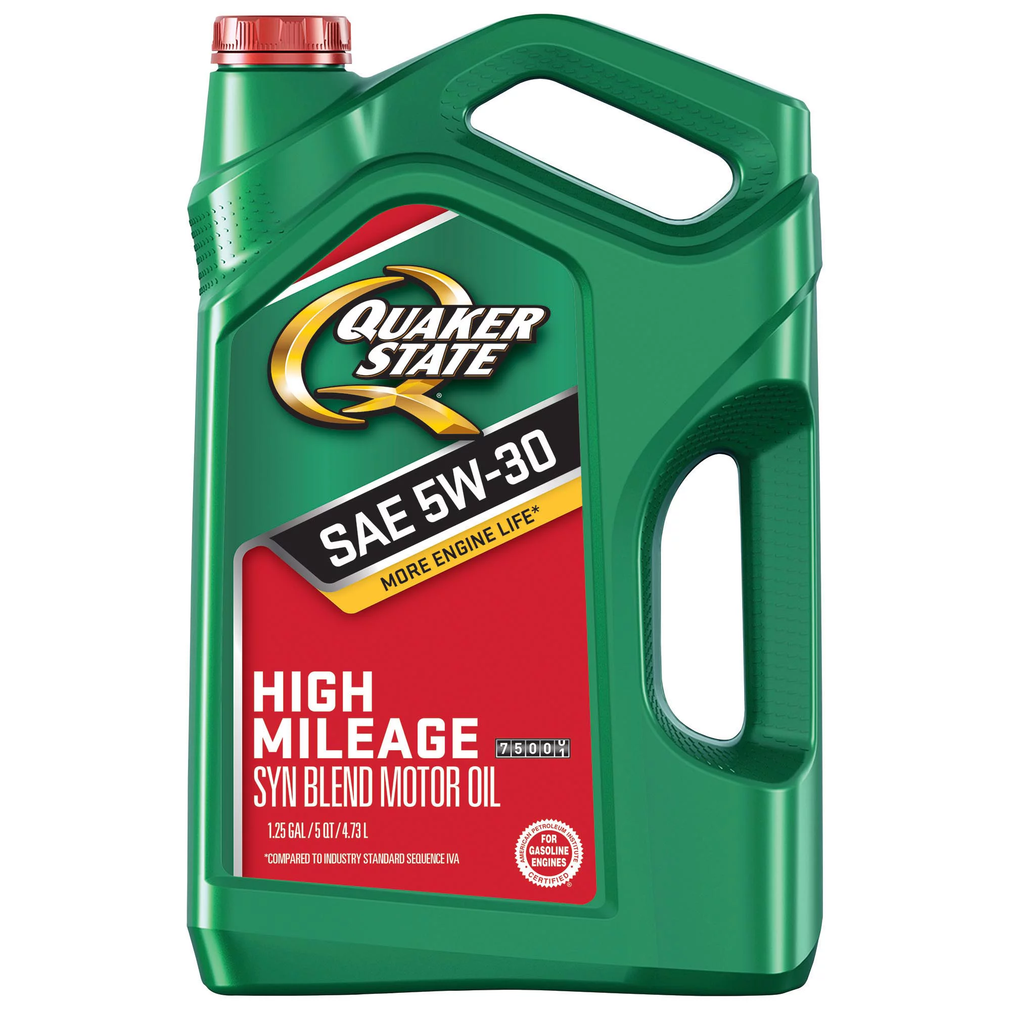 Quaker State High Mileage 5W-30 Synthetic Blend Motor Oil for Vehicles over 75K Miles, 5-Quart