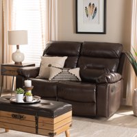 Baxton Studio Byron Modern and Contemporary Dark Brown Faux Leather Upholstered 2-Seater Reclining Loveseat