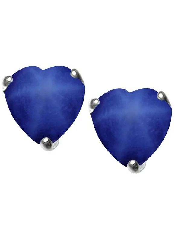 Tommaso Design Heart Shape Created Star Sapphire Earrings Studs
