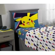 Pokemon Kids Super Soft Microfiber Bedding Sheet Set, Blue and White