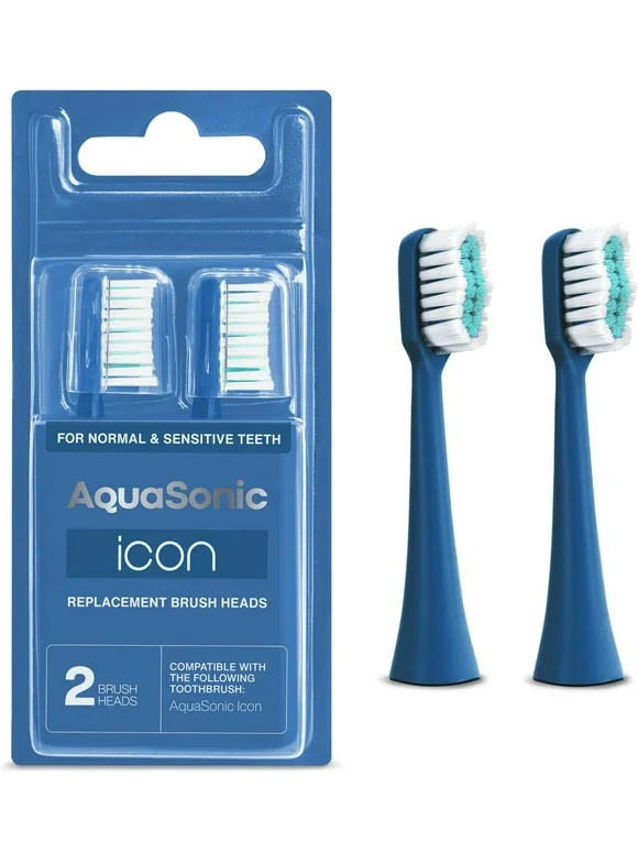 AquaSonic Icon Navy Replacement Brush Heads - 2 Pack