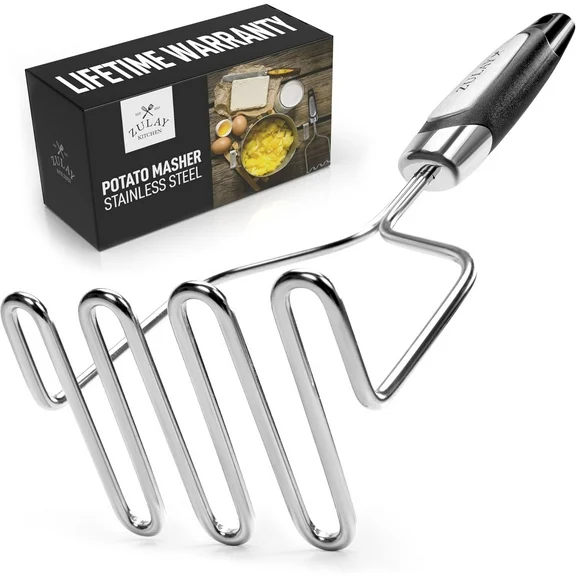 Zulay Kitchen Potato Masher Stainless Steel with Handle, Easy to Grip for Mashed Potato