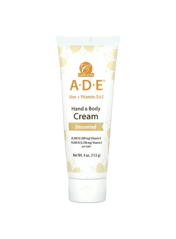 Carlson A-D-E, Hand & Body Cream, Unscented, 4 oz (113 g)