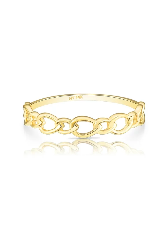Tilo Jewelry 14K Yellow Gold Cuban Link Style Dainty Ring - Size 5 - Women, Girls