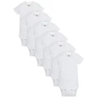 Wonder Nation Baby Boy or Girl Gender Neutral White Short Sleeve Bodysuits, 6-Pack