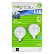 energy smart LED Globe G25 Light Bulb 2-Pack