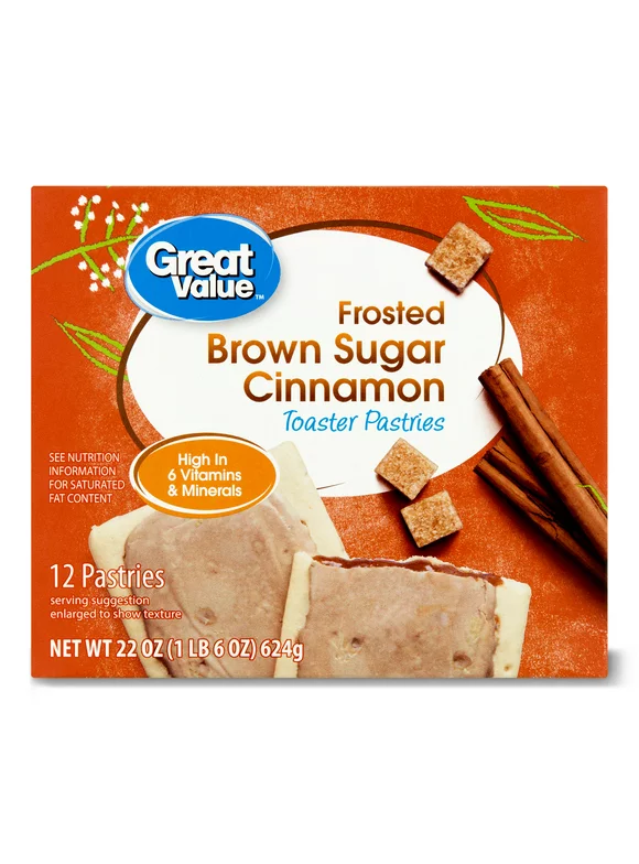 Great Value Frosted Brown Sugar Cinnamon Toaster Pastries, 22 oz, 12 Count