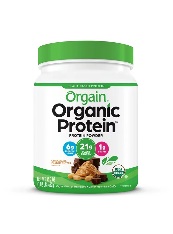 Orgain Organic Vegan Protein Powder, Chocolate Peanut Butter, 21g Protein, 1.02lb