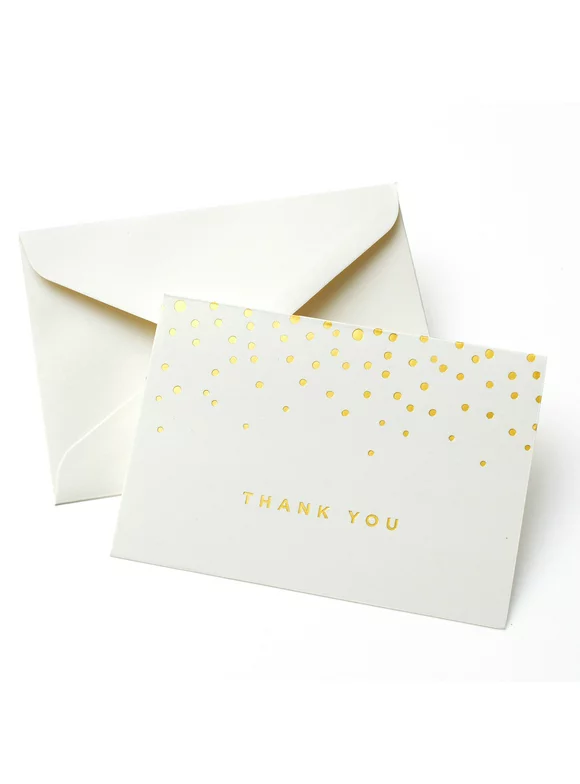 Way to Celebrate White with Gold Dot Thank You Cards
