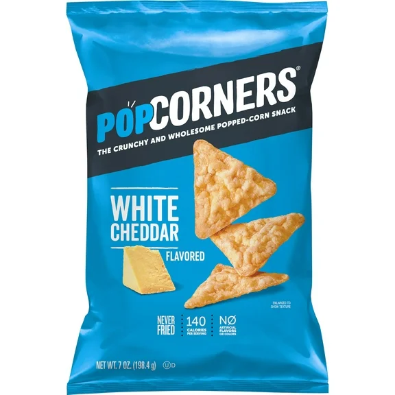 PopCorners Popped Corn Chips, White Cheddar, 7 oz Bag