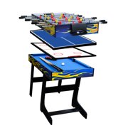 AIPINQI 4 in 1 Game Combination Tables, 48" Foosball Soccer Table for Kids, Pool Table Mini Hockey Sets, Mini Table Tennis Table for Indoor, Yellow