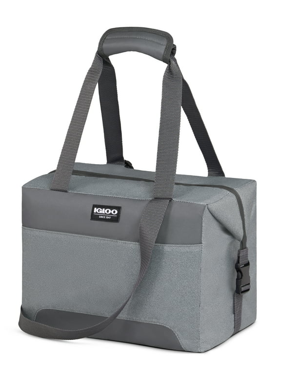 Igloo 24 Can Snapdown Soft Sided Cooler, Gray Twill with Ibiza Blue