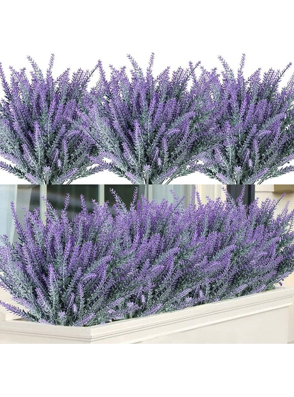 12 Bundles Artificial Flowers Purple Flowers Lavender for Home Table Indoor Outdoor Wedding