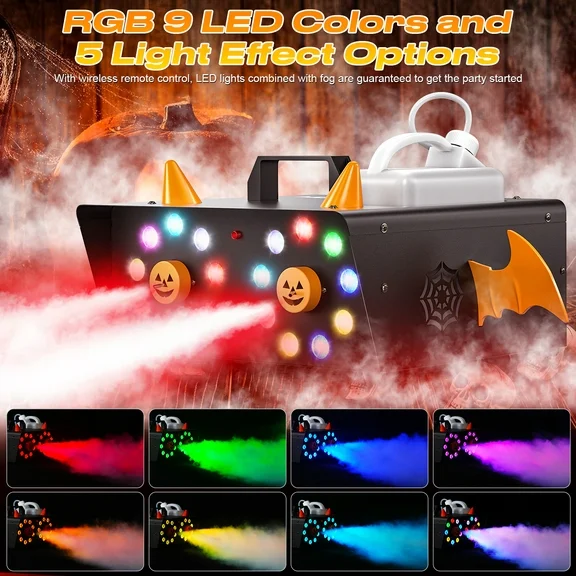 1500w  Fog Machine with Remote18 LED Lights for Christmas Halloween Wedding Stage Effect Party Stage