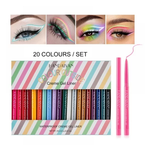 20 Colors Matte Eyeliner Pen Waterproof Eye Liner Pencil for Women Long-lasting Makeup Colored Shadow Pencil Makeup Gift Eyeliner Set