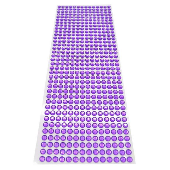 3 Pack 6mm Crystal Diamond Sticker Adhesive Rhinestone, 1500 pcs DIY Self Adhesive Colorful Gem Rhinestone Embellishment Stickers Sheet Fits for Crafts,Body,Nail Makeup Festival Carnival (purple)