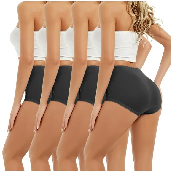 4 Pack Women High Waist Tummy Control Panties Underwear Shapewear Brief Panties