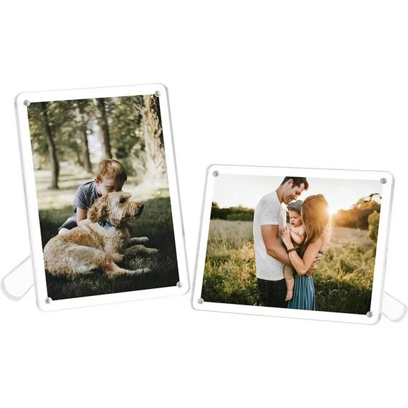 6x8 Picture Frame, Acrylic Photo Frame with Magnetic for Tabletop Display, Horizontally or Vertically Display Minimalist Design