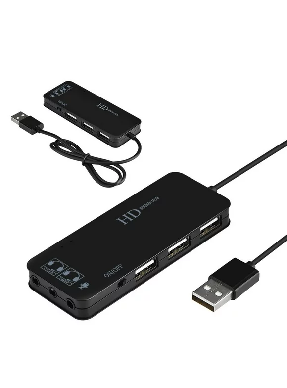 7.1 Channel USB2.0 Hub External Sound Card Audio Adapter Headphone Mic Converter