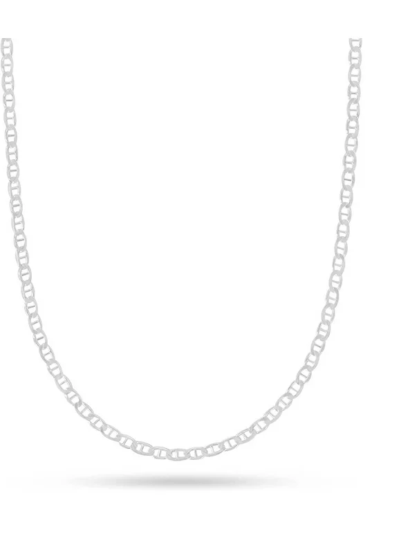 925 Sterling Silver 1.5mm Flat Marina Chain Necklace, 16” to 30”, with Lobster Clasp, for Women, Girls, Unisex