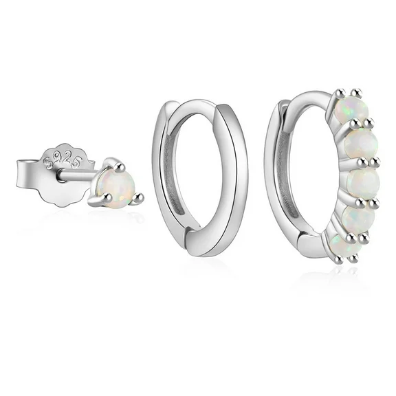 925 Sterling Silver Opal Set Earrings Hoop Earrings Earstuds Birthday Mothers Day Bridesmaid Christmas Gifts