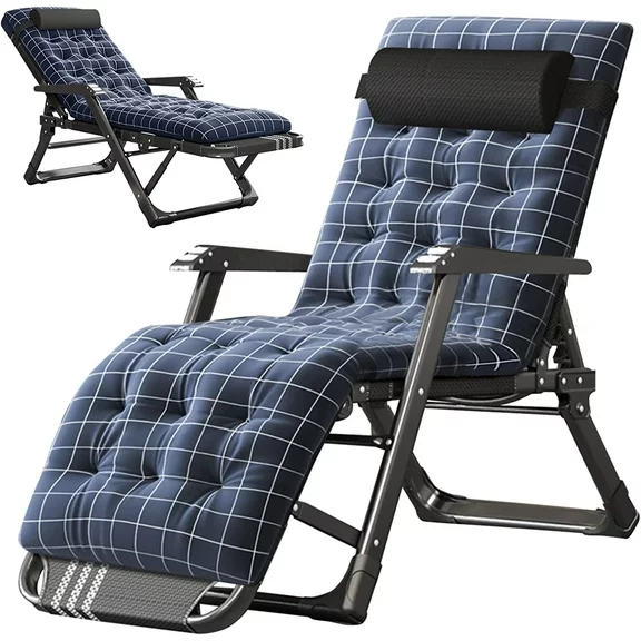 ABORON 3 in 1 Folding Chair with Soft Pad & Headrest, 6 Adjustable Folding Lounge Chair, Folding Cot Bed, Supports up to 440lbs
