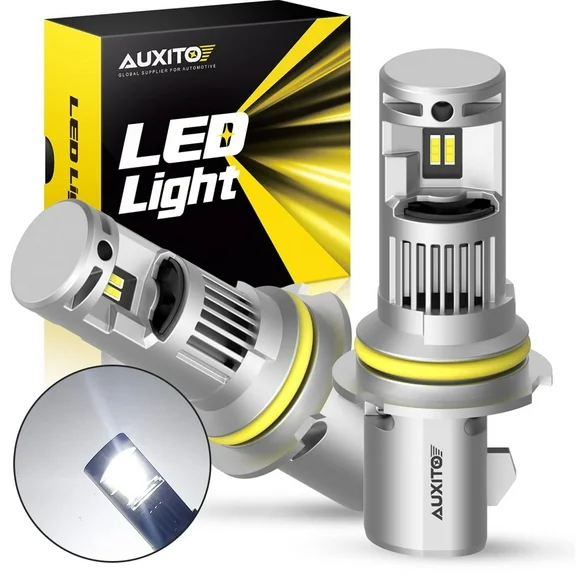 AUXITO 9007 LED Headlight Bulbs, 100W 20000LM, 600% Brighter, 6000K White, Wireless HB5 9007 LED Headlight Hi/Lo Conversion Kit, Pack of 2