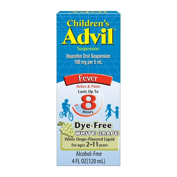 Advil Children's Pain Relievers and Fever Reducer Dye Free Liquid, 100Mg Ibuprofen, 4 Fl Oz