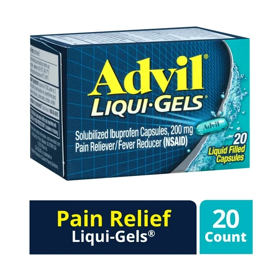 Advil Liqui-Gels Pain Relievers and Fever Reducer Liquid Capsules, 200 Mg Ibuprofen, 20 Count
