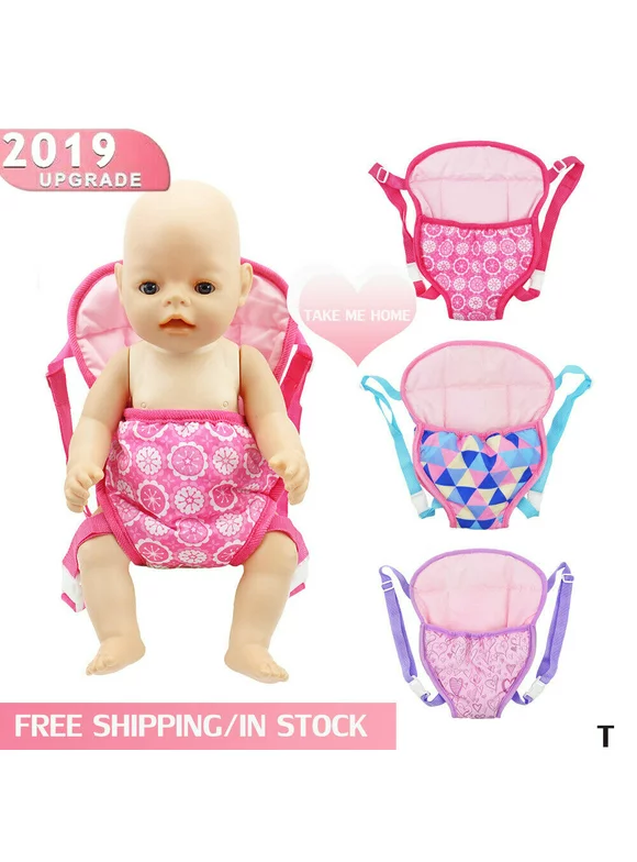 Amerteer Baby Doll Carrier Backpack Doll Accessories Front and Back Carrier with Straps for 15 Inch to 18 Inch Dolls