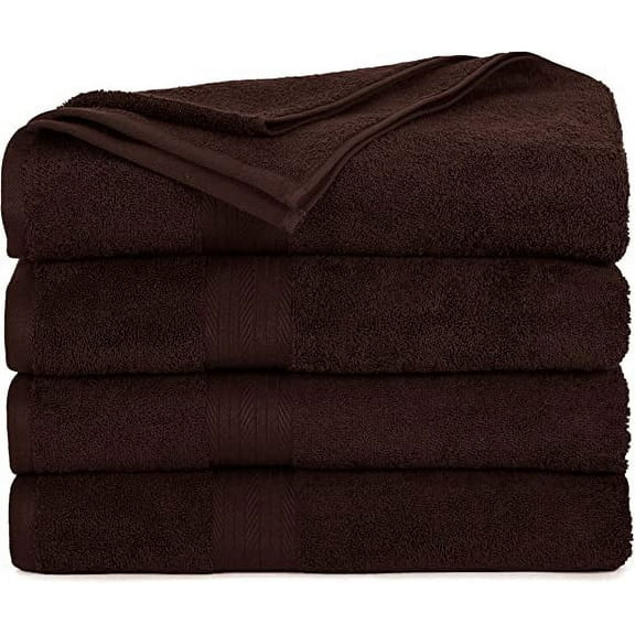 Ample Decor Bath Towels for Bathroom 30X54 inch 100% Cotton - 4pcs Brown