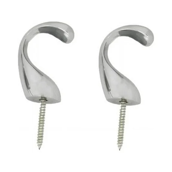 Ample Decor  Curtain Tieback Hooks for Curtains - Silver (2 Pack) 2 pcs