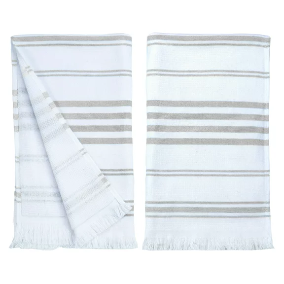 Ample Decor Hammam Hand Towel Set of 2 100% Cotton 16X28 inch -Grey
