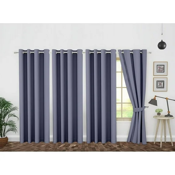 Ample Decor Polyester Insulated Blackout Curtains by - 4 Panels Light Purple 95" x 46" 95 Inches