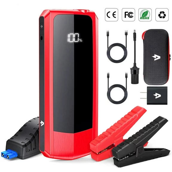 Andeman Car Jump Starter, Auto Battery Jump Starter 2000A Peak 20000mAh Portable Battery Charger for Start Any Gas Engine or up to 8.5L Diesel Engine, Red