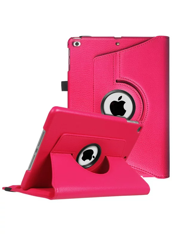 Apple IPad 4 A1458 / A1459 / A1460 Tablet PU Leather Folio 360 Degree Rotating Stand Case Cover Hot Pink