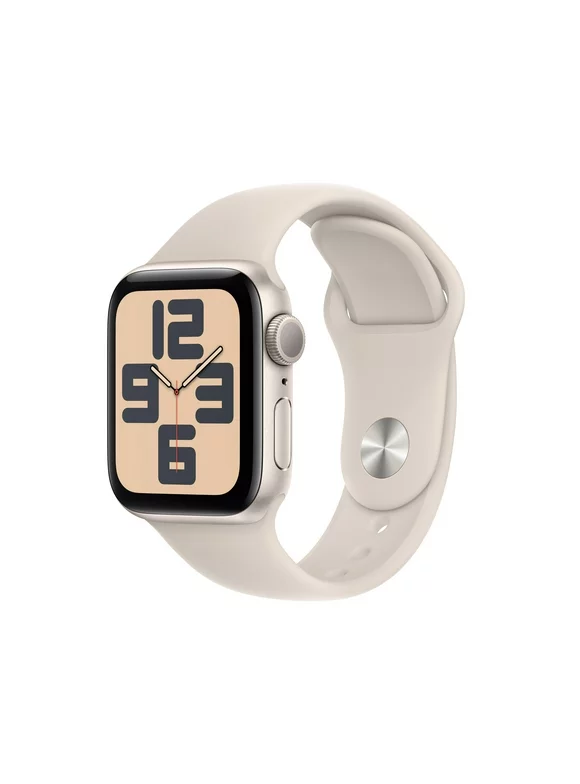 Apple Watch SE (2nd Gen) GPS 40mm Starlight Aluminum Case with Starlight Sport Band - S/M. Fitness & Sleep Tracker, Crash Detection, Heart Rate Monitor